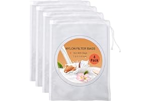Kimmama Nut Milk Bag for Easy Straining and Filtering - Perfect for Almond, Cashew, and Other Nut Milks - Reusable, Durable, Easy to Clean, 80 Mesh Nylon, 7.9 x 11.8 inch, Pack of 4