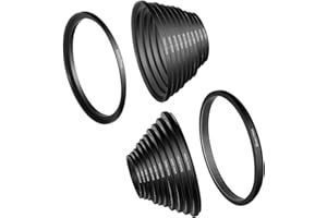 CAREHABI 18 Stück Filteradapter für Kameras Ringe Set，Step Down Ring Set 49-37,52-49,55-52,58-55,62-58,67-62,72-67,77-72,82-77MM，Step-Up-Ring-Set, von 37 mm bis 82 mm，Objektivadapter aus Metall