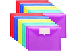 SUPMAKER A4 Plastic Wallets Folders-20 Pack Popper Wallets with Label Pocket,A4 Document Folder for Document Storage and Office Organization Supplies - Assorted Colours Snap Button