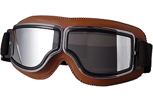 Weigudoc Gafas de moto de cuero PU, gafas de sol Vintage, gafas de sol a prueba de viento, cascos, gafas de Motocross para deportes al aire libre, montar a esquiar