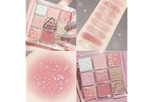 KKPLZZ Paleta cieni do powiek, 9 kolorów, błyszczące, matowe, do makijażu, trwałe cienie do powiek, zestaw wodoodpornych cieni do powiek