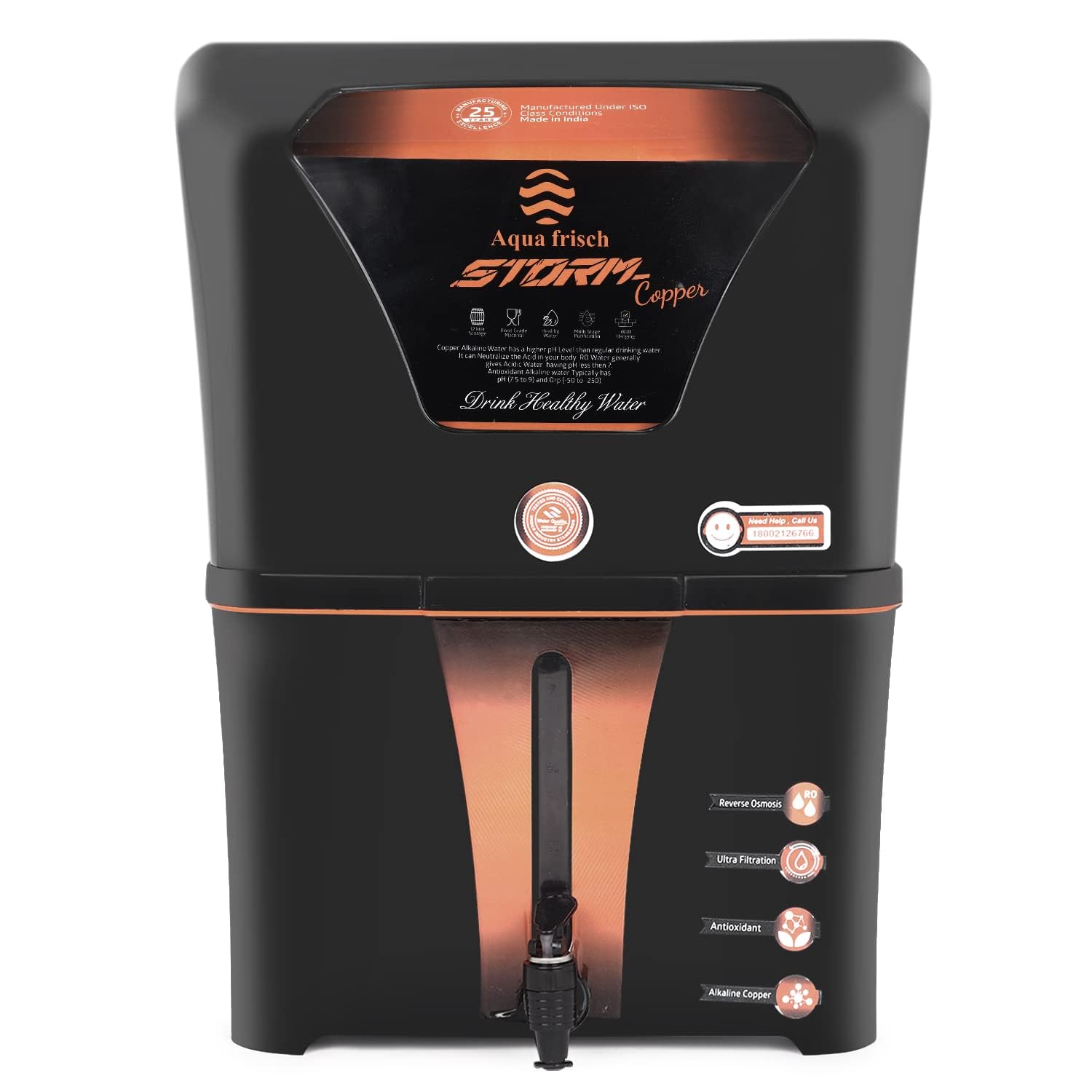 Aqua Frisch Storm Alkaline Ro with ORP & Copper Infuser Technology With RO,UF & TDS Adjuster With Pre Filter 12L | 9 Stage Pu