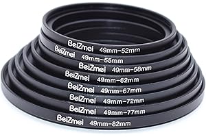 BEIZMEI 8Stück Kamera Objektiv Filter Ring Kompatibel für 49mm Kamera Objektiv,49-52/49-55/49-58/49-62/49-67/49-72/49-77/49-82.CNC eloxiertem Aluminium.(49mm Step-Up Ringe(8 Stück Set))