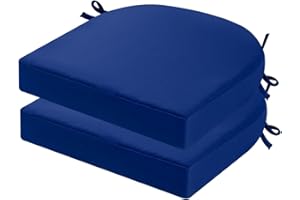 PRIMEPATIO Lot de 2 coussins de chaise de jardin épais avec attaches pour mobilier d'extérieur - 7 cm d'épaisseur - Pour mobilier d'extérieur - 45 x 45 cm - Bleu marine