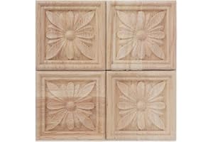 GEAKV Zwindy Adornos de Madera, calcomanía de Madera Tallada de 4 Piezas, Hermoso Aplique de Talla de Madera, decoración de Muebles para el hogar, Hotel, Exquisito, Antiguo, Duradero.(re)