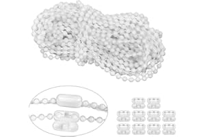 RAFIYU Cordón para persiana enrollable, cadena de cuentas de 10 metros con 10 conectores de acoplamiento, piezas de repuesto de cadena inferior de persiana vertical