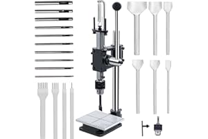 Guilopoer - Perforadora de piel con placa de aluminio, juego de 4 puntas + 10 perforadoras, placa de PP para máquinas de impresión de cuero, punzones, punzones, punzones, máquina para perforar cuero