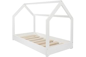 Velinda Wooden bed, Scandinavian style, modern, kids bed, home bed, 160x80 (colour: white)