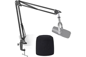 SUNMON Braccio per MV7 - Asta per microfono con filtro antipop, braccio a forbice regolabile con filtro antipop compatibile con microfono MV7, MV7X e SM7B SUNMON