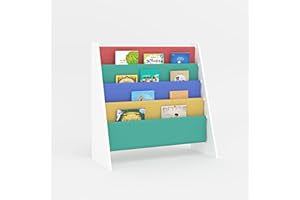 GENERIC Luebel® Kids Bookshelf 4 Tier Bookcase Fabric Sling Shelves With Easy Book Access For Children's Bedroom Storage (Multi-Color-1)