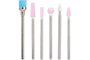 PONGNAS Nail Drill Bit Set, 6Pcs Stainless Steel Nail Drill Heads Manicure Accessories Nail Art File Bits Tools(#6)