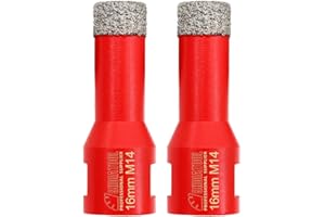 SHDIATOOL Forets Diamant 2 Pièces 16mm Trépans de Forage avec Filetage M14 pour Perçage à sec en Porcelaine Carrelage Granit Marbre