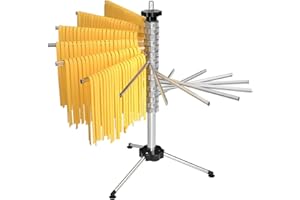 Tebery Nudeltrockner für bis zu 2,5kg Nudeln, 16 ausziehbare Sprossen, integrierter Transportierstab, faltbar - Spaghetti-Trockner, Pasta-Trockner