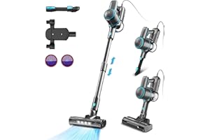 TASVAC Aspirateur Balai avec Fil, 25000pa 600W Aspirateur Balai Filaire Puissant, Aspirateur sans Sac avec LED Brosse de Sol, 3 en 1 Aspirateur à Main Léger pour Poil Animaux Tapis Sol Dur