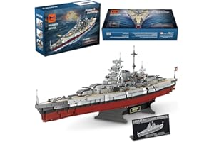 MISINI Technik FC4201 Deutsches Schlachtschiff Bismarck klemmbausteine, 2081 PCS/MOC Groß WWII Deutsches Militär Kriegsschiff Marine-Schlachtschiff Modell für Erwachsene