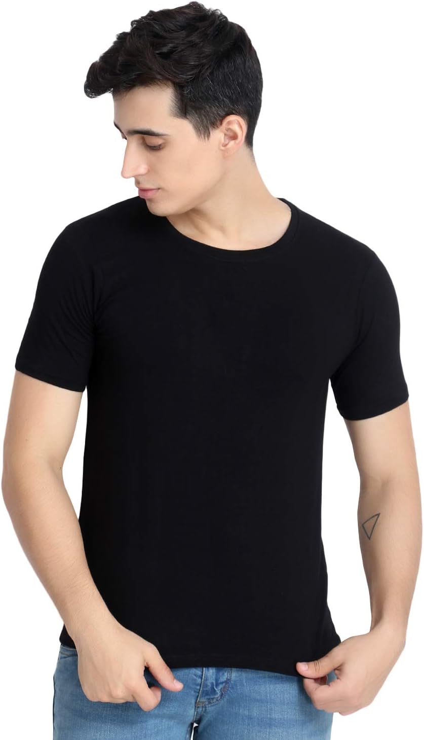 NatureFab Men's Bamboo T-Shirt Anti-Odour & Moisture Wicking Regular Fit Round Neck Half Sleeve Tshirt