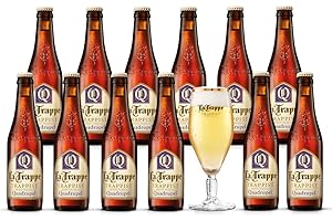 LA TRAPPE Quadrupel, Bernsteinfarbenes Starkes Trappistenbier mit 10% vol. aus Berkel-Enschot, 12x 0,33 Liter + Glas