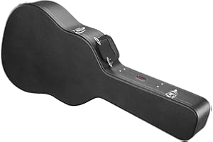 VEVOR Étui Guitare Acoustique Rigide Forme Gourde 1100 mm avec Verrouillage Clés, Poignée, Rembourrage PVC, Doublure Souple, Résistants à l'eau, pour Guitares Acoustiques de 39-41 po 99-104 cm, Noir