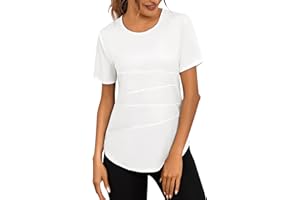 Terecey Camisetas Deporte Manga Corta Mujer Camiseta Tecnica para Mujer Suelta Camiseta Fitness Mujer y Cuello Redondo Camiseta Deportiva de Secado Rápido para Yoga Pilates S-XXL