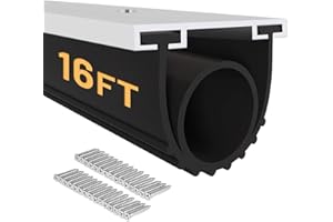 DGSL Garage Door Seals Bottom Rubber with Pre-drilled Aluminum Track Retainer Base Kit,Heavy-Duty U Shape +O Ring Combination Garage Door Weather Stripping Kit (16Ft, Black)