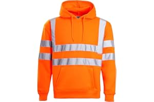 shelikes Mens Hi Vis Hoodies 2 Tone Sweatshirt Workwer Tops Pull Over Security Hoody Top