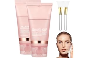 LUWOMENRE Collagen Night Wrapping Mask,Collagen Overnight Wrapping Peel Off Facial Mask Pack,Korean Skin Care Collagen Night Wrapping Mask,Masque Collagene Visage (2PC)