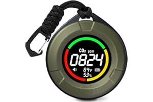 LSENLTY Tragbarer CO2-Detektor, 2 Sekunden Aktualisierung, hochpräziser CO2-Monitor, 3-in-1 CO2-Messgerät (Temperatur, Luftfeuchtigkeit und CO2-Wert), 96 Stunden Standby-Zeit für Reisen, Camping