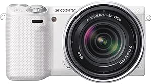 Sony NEX-5RKW kompakte Systemkamera (16 Megapixel, 7,6 cm (3 Zoll) Touchscreen, Full-HD, WiFi) inkl. SEL 18-55mm Zoom-Objektiv wei&szlig;