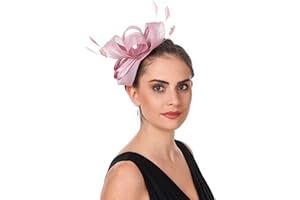 HAOJING Haoijng Fascinators Hat for Women Cocktail Tea Party Headwear Flower Mesh Ribbon Feathers Headband