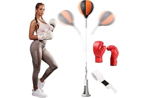 JIEBWCHA Free standing Speed Bag 110/130cm Boxing Standing Reflex Bag Height Adjustable Strong Rebound Stable Reaction Exerciser With Spring Base For Boxing Practice Coordination Drills For Athletes