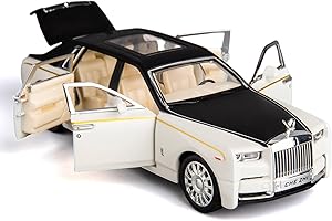 TGRCM-CZ Compatible pour 1/32 Rolls-Royce Phantom Model Car Toy Car avec son et lumière pour enfants garçons filles, corps métallique porte ouverte blanc, CZ32203