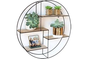 INTIMO COLLECTION Schwarzes Industrial Wandregal aus Holz und Metall - Edles, rundes Regal für die Wand für Bücher, Deko, Küche und Badezimmer - 55 x 11 cm Hängeregal - Schweberegal (1er Pack 55 x 55 x 11 cm)