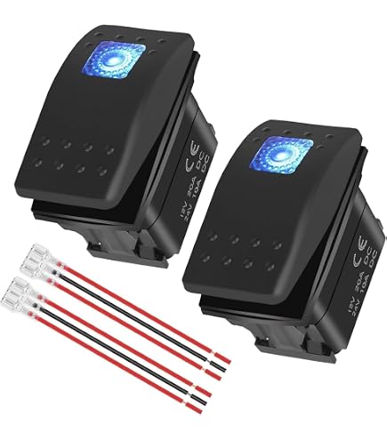 MKBKLLJY 2-Pack Automatic Lock Rocker Switch – 3-Position ON/OFF/ON, 12V/20A, Yellow LED, Waterproof - View #9