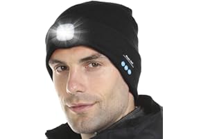 Attikee Bluetooth Hat Beanie with Headphones, Winter Knitted Music Cap with Stereo Speakers & Mic, Unisex Torch Hat for Men Women Teens