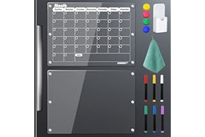 LVNRIDS 2 sztuki magnetycznych planerów tygodniowych, zmywalny do lodówki, 30 x 30 cm, akrylowa tablica magnetyczna do lodówki, przezroczysta tablica magnetyczna, zawiera 10 przydatnych akcesoriów