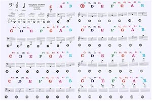 KYLOS 1 Stück Klavier Keyboard Noten Aufkleber, 88/61/54/49 Tasten Farbige Klavieraufkleber, Für Keyboards Piano Kinder Lernen Anfänger