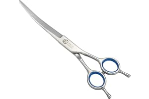 Filhome Dog Grooming Scissors, Stainless Steel Pet Cat Shears Cutting Trimming Scissors Curved for Grooming Dogs Cats