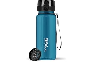 720°DGREE Butelka do picia 650ml "uberBottle" crystalClear +Sitko - Bez BPA - Szczelna butelka na wodę dla dzieci, szkoły, sportu, uniwersytetu, zewnątrz - Butelka sportowa z Tritan - Lekka, odporna