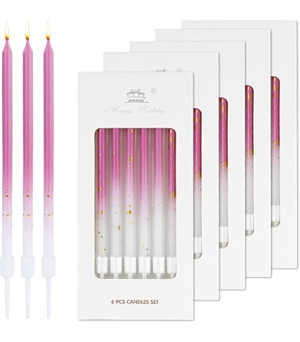 ScrapCooking 12 Candele Lunghe Per Torta | Rosa, Oro, Corallo E Bianco | Paraffina Con Picchi | Altezza 12cm - 3