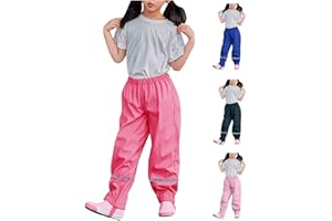 GENERIC Pantalon de Pluie Garcon et Fille Pantalon Boue de Pluie Imperméable Coupe-Vent Léger Enfants Salopette Garçon sans Doublure Surpantalon Réfléchissant Enfant pour Road Running Randonnée Le Plein Air