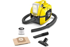 Kärcher aspiratore solidi liquidi a batteria WD 1 Compact Battery, filtro a cartuccia, tubo di aspirazione: 1,2 m, contenitore: 7 l, potenza: 230 W, utilizzabile con batteria 18 V non inclusa
