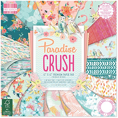 First Edition "Paradise Crush" FSC Papier Pad, Papier, mehrfarbig, 12 x 12 Zoll
