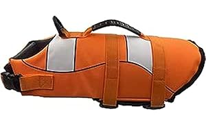 HJKIOPC Gilets de Sauvetage pour Chiens Gilet de Flottaison Animaux Réglable,Gilets de Flottaison pour Animal de Compagnie avec Souple Poignée Pet Life Jacket(Orange,L)