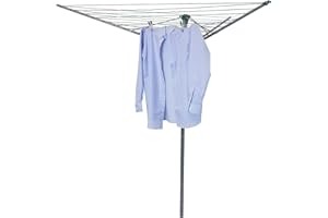 SAIF Étendoir à linge rotatif 30 m avec 3 bras en acier avec revêtement en poudre, support pliable pour linge d'extérieur, système de parapluie, avec housse en PVC et piquet de sol