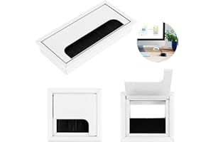 LIANGDIAN Kabeldurchführung 3 Stück 80 * 80mm und 160 * 80mm Eckige Kabeldurchlass Schreibtisch Kabeldurchführung mit Bürstendichtung Aluminium Kabel Loch für Schreibtisch Computertisch Arbeitsplatte (Silber)