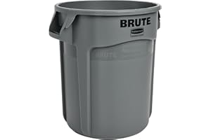 Rubbermaid Commercial Products BRUTE Collecteur Rond 76 L Gris – Conteneur à Déchets Résistant avec Canaux de Ventilation, Pour Extérieur, Restauration, Chantier, Entrepôts, Bureaux – FG262000GRAY