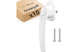 ANTE BELLUM Maniglia per finestra di sicurezza per bambini, maniglia per finestra con bottone a pressione per una maggiore sicurezza, in alluminio bianco con perno lungo 35 mm (10 pezzi, RAL 9016)