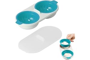 MEETTIKEY Draining Egg Boiler, Microwave Egg Poacher 2 Cups Design Non-Stick Lids Portable Egg Poachers, Mold Poached Egg Maker for Ovens Breakfast Cooking Kitchen Steamed Poached Egg Gadget (Blue)
