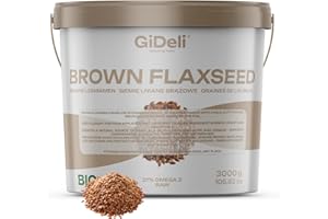 GiDeli Semillas de lino marrón 3 kg enteras, semillas crudas, alto contenido en Omega-3 y fibra, ideal para batidos, hornear, cereales (3000 g)