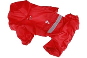 XIAOYU einstellbare Pet Hund wasserdichte Overall Regenmantel Jacke mit sicheren reflektierenden Streifen, rot, XL